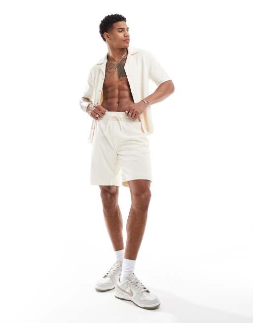 The Couture Club ribbed textured shorts in off white - part of a set