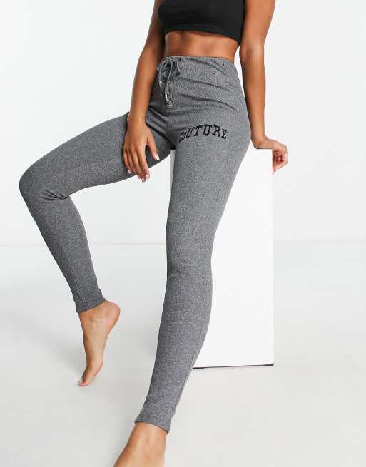 The Couture Club ribbed varsity leggings with lace up in grey (part of a set)