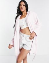 Figleaves Curve luxury fluffy robe in black