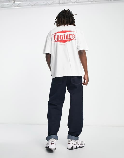 The Couture Club - Ruimvallend T-shirt in wit met logoprint op de borst en achterkant