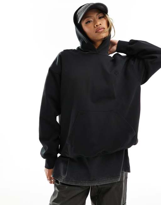 The Couture Club - Ruimvallende hoodie met embleem in zwart