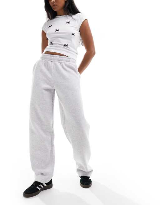 The Couture Club - Ruimvallende joggingbroek met wijde pijpen in gemêleerd grijs
