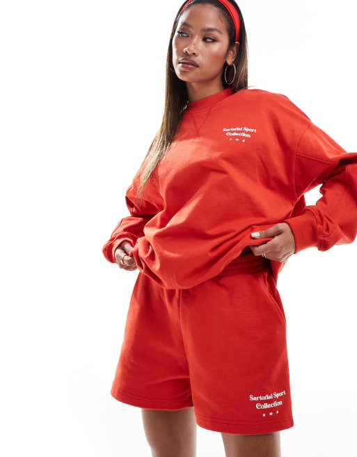 The Couture Club sartorial sport jersey shorts in red (part of a set) 