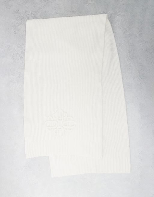 The Couture Club - Sciarpa in maglia bianco sporco con stemma 