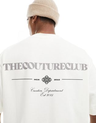 The Couture Club script graphic relaxed t-shirt in off white