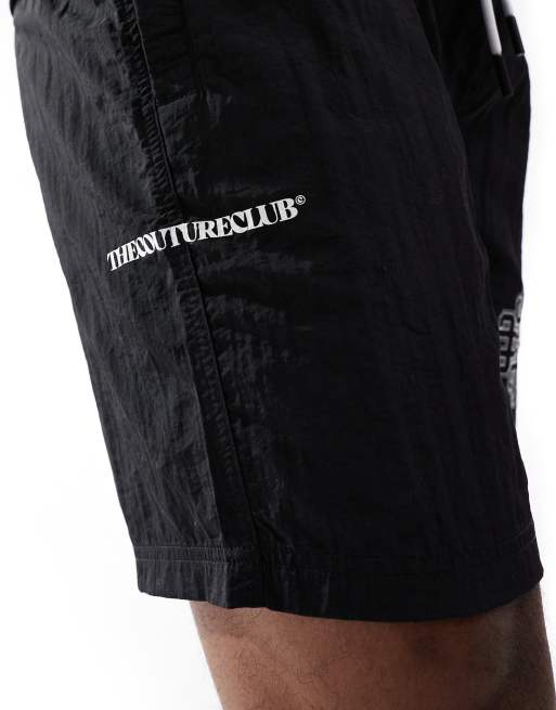 The Couture Club script print swim shorts in black, 2 of 4