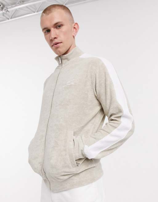 The Couture Club set tracksuit with contrast panel in beige, 2 of 3