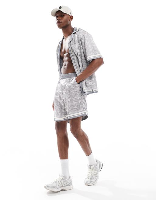 The Couture Club - Shorts van co-ord set met embleemprint in grijs