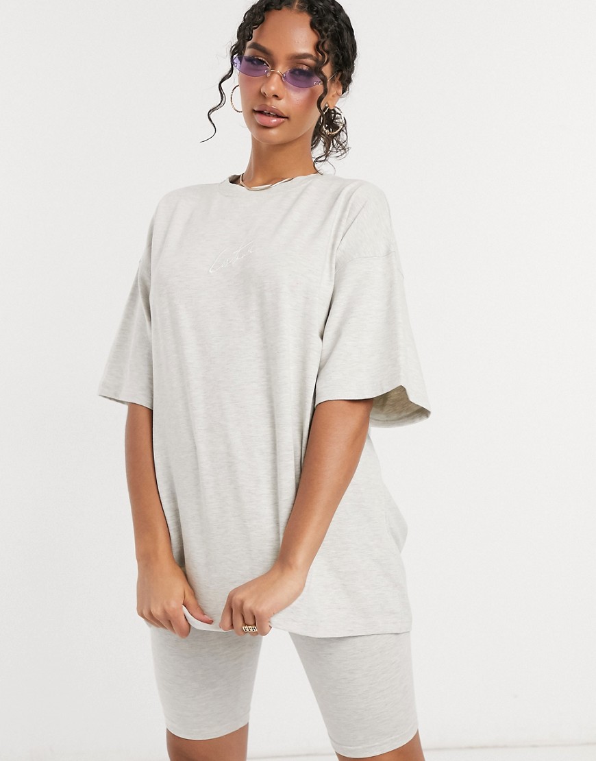 The Couture Club signature oversized tee in gray heather-Grey