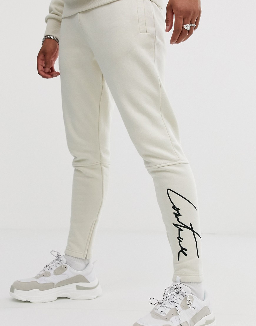 The Couture Club skinny joggers in off white