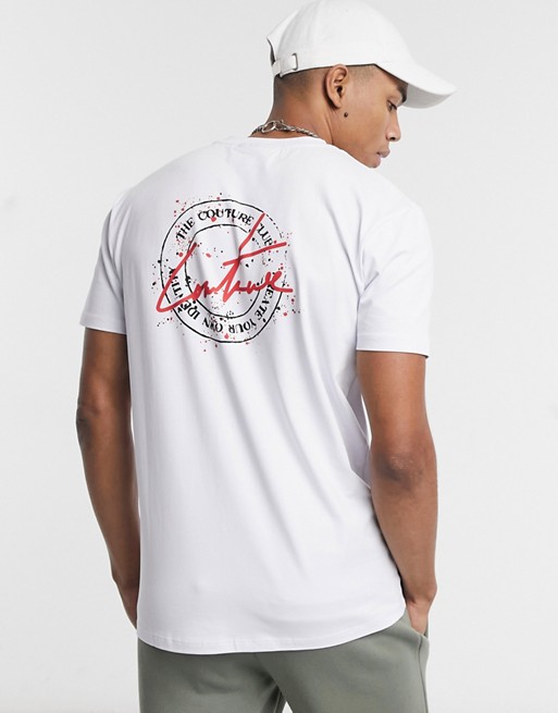 The Couture Club slim fit new stamp t-shirt with back print in white