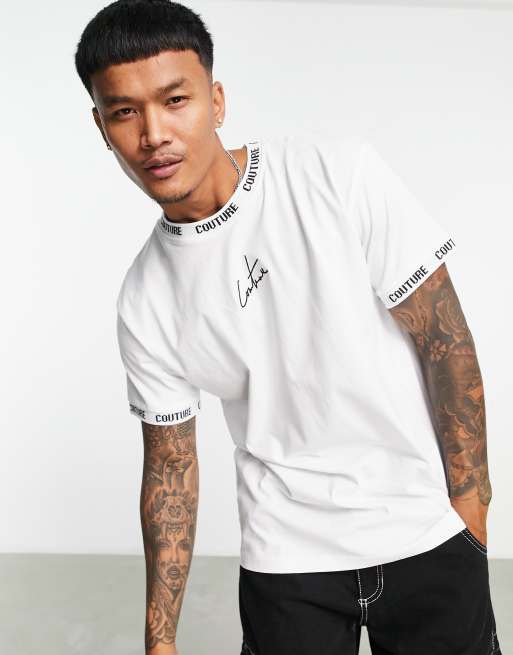 The Couture Club - Slim t-shirt i hvid med jacquard logo
