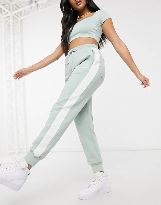 Women The Couture club sports stripe joggers in green 