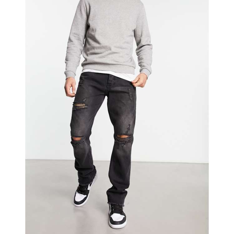 Men's straight store leg ripped jeans