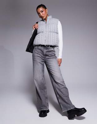 The Couture Club - Strickweste in Grau meliert mit Zopfmuster