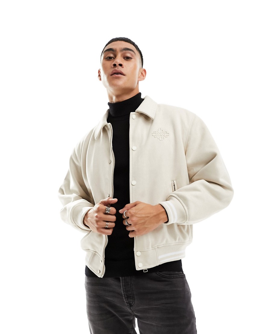 The Couture Club suede effect bomber jacket in beige-Neutral