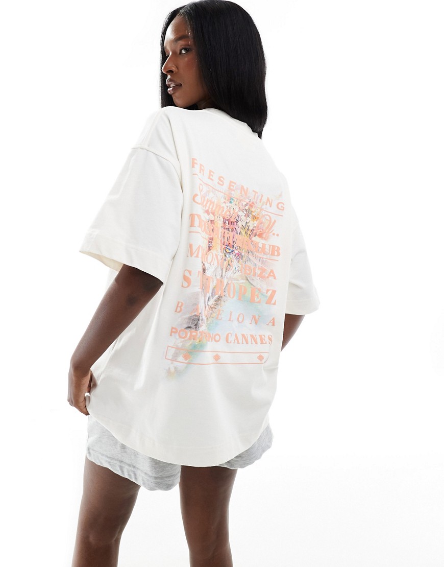 The Couture Club summer tour t-shirt in off white