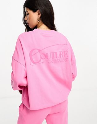 The Couture Club co-ord oversized sweatshirt with back print in pink - ASOS Price Checker