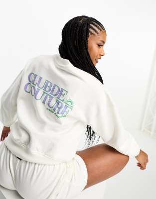 The Couture Club - Sweatshirt i hvid med print på ryggen - Del af sæt