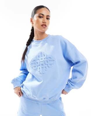 The Couture Club - Sweatshirt in Hellblau mit Prägung, Kombiteil