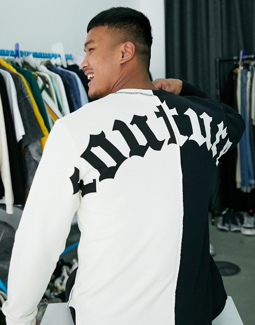 The Couture Club - Sweatshirt met kleurvlakken en gotische logoprint op de achterkant in zwart en wit