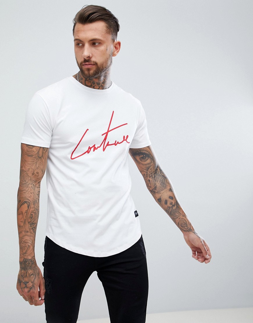The Couture Club - T-shirt attillata bianca con logo-Bianco