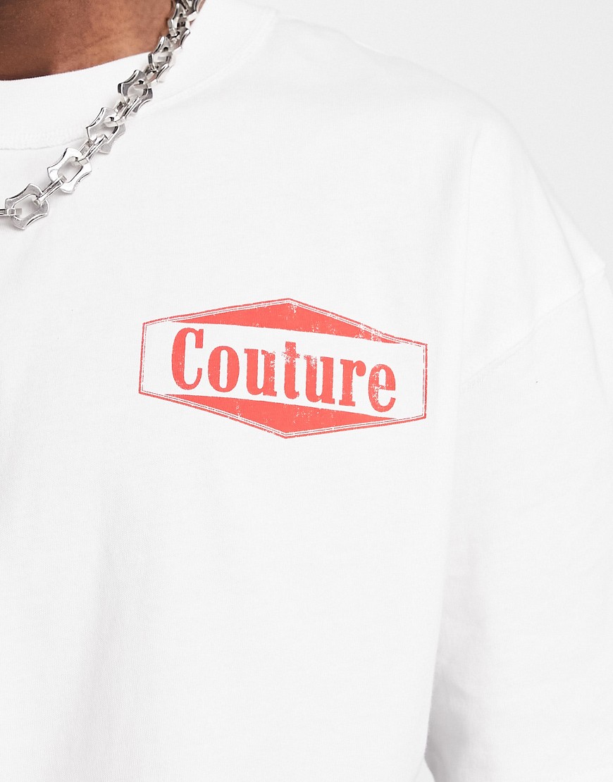 T-shirt comoda bianca con stampa del logo sul petto e sul retro-Bianco - The Couture Club T-shirt donna  - immagine2