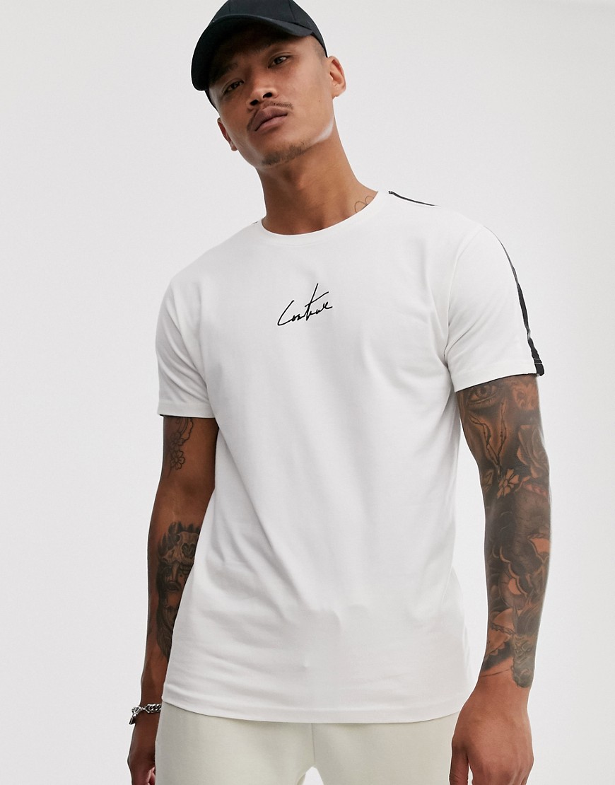 The Couture Club - T-shirt con fettuccia bianco sporco