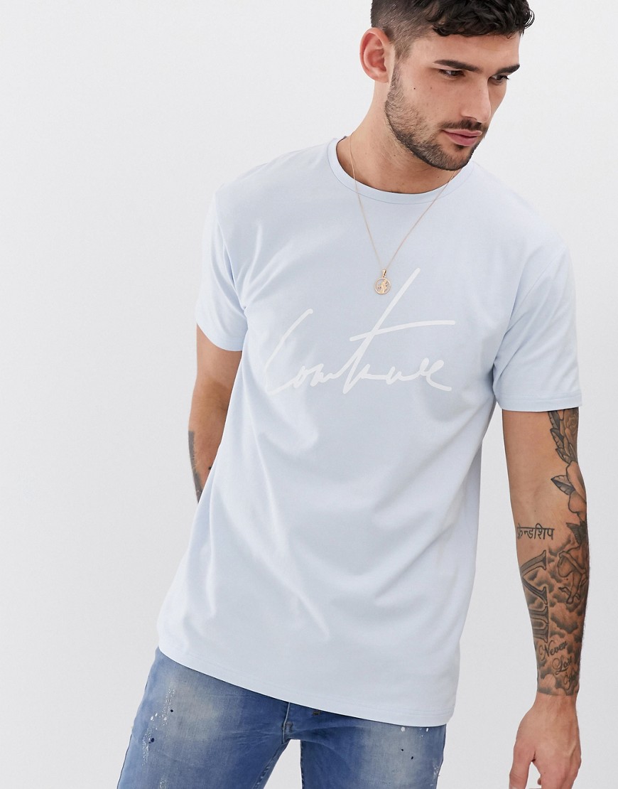 The Couture Club - T-shirt grigia con logo signature-Grigio