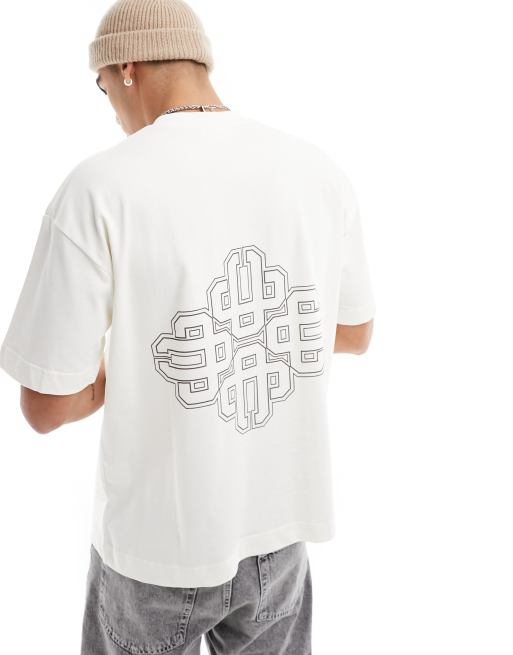 The Couture Club - T-shirt met embleem in gebroken wit