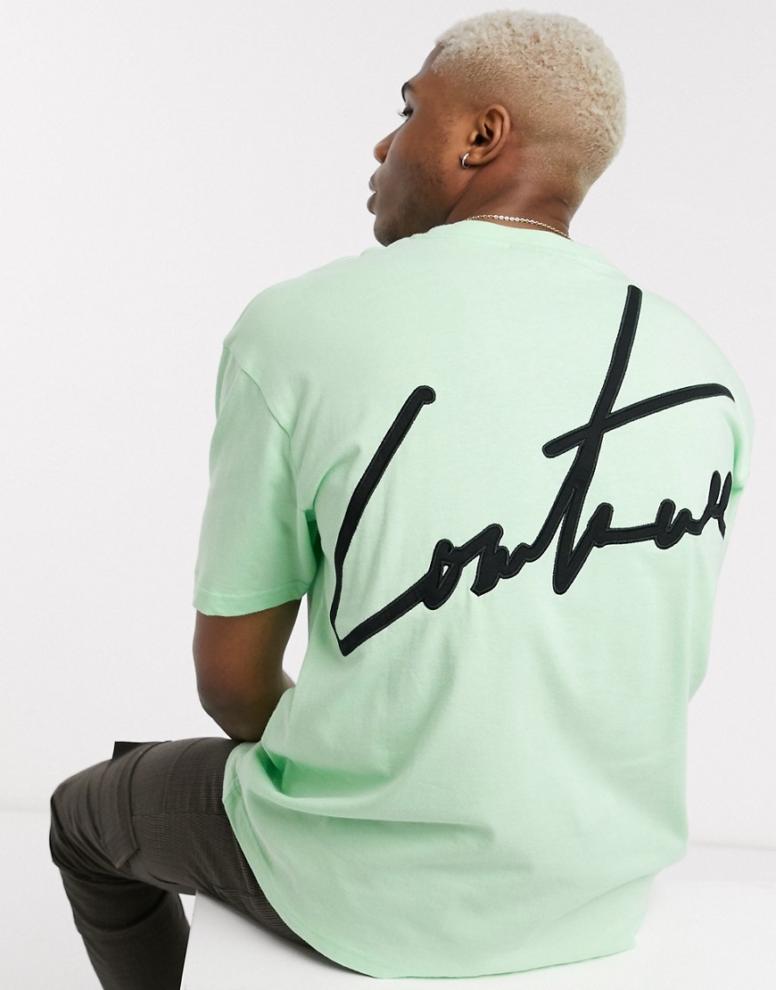 The Couture Club - T-shirt oversize con applicazione con logo verde fluo