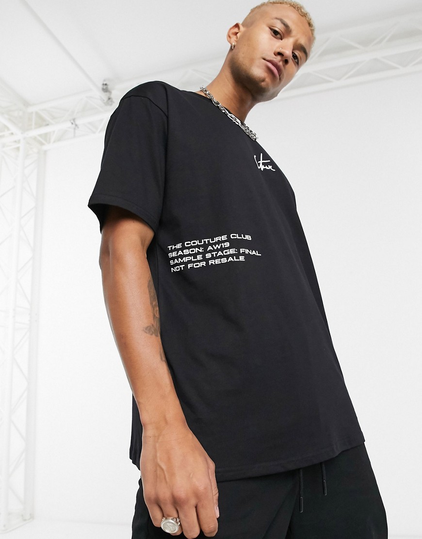 The Couture Club - T-shirt oversize nera con logo-Nero