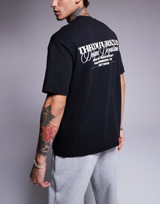 The Couture Club t shirt with design department graphic back print in black