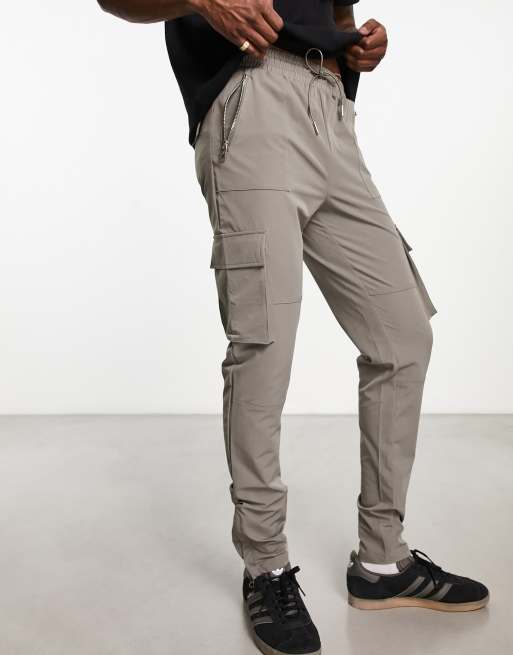 Skinny cargo hot sale joggers mens