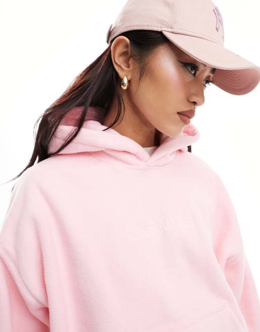 The Couture Club teddy fleece hoodie in pink