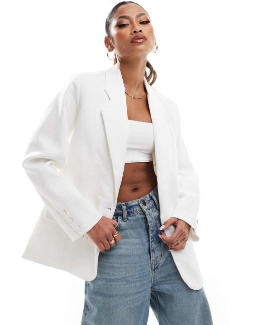 The Couture Club – Teksturowana marynarka oversize w kolorze złamanej bieli