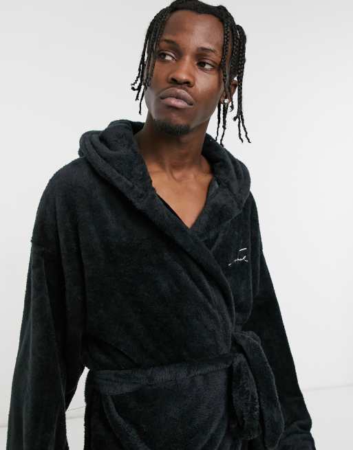 The Couture Club terry towelling dressing gown in black ASOS