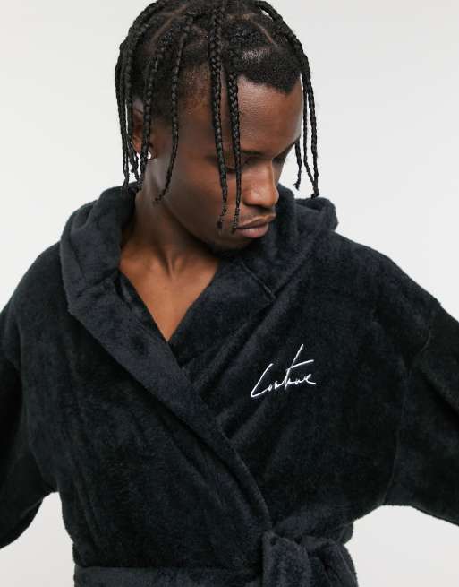 The Couture Club terry towelling dressing gown in black ASOS