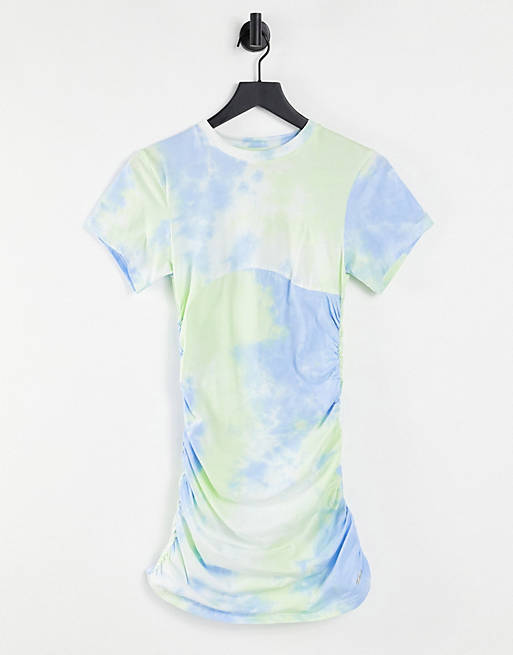 The Couture Club tie dye ruched side mini dress