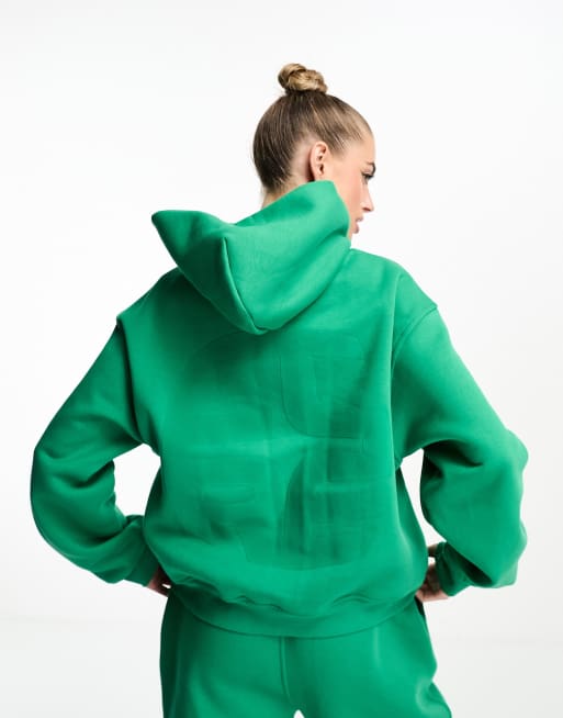 The Couture Club tonal logo oversized hoodie in green