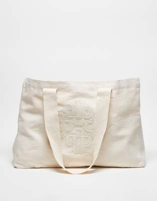 The Couture Club – Torba typu tote w kolorze złamanej bieli z logo