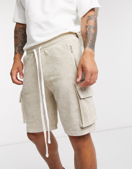 The Couture Club towelling twin set cargo shorts