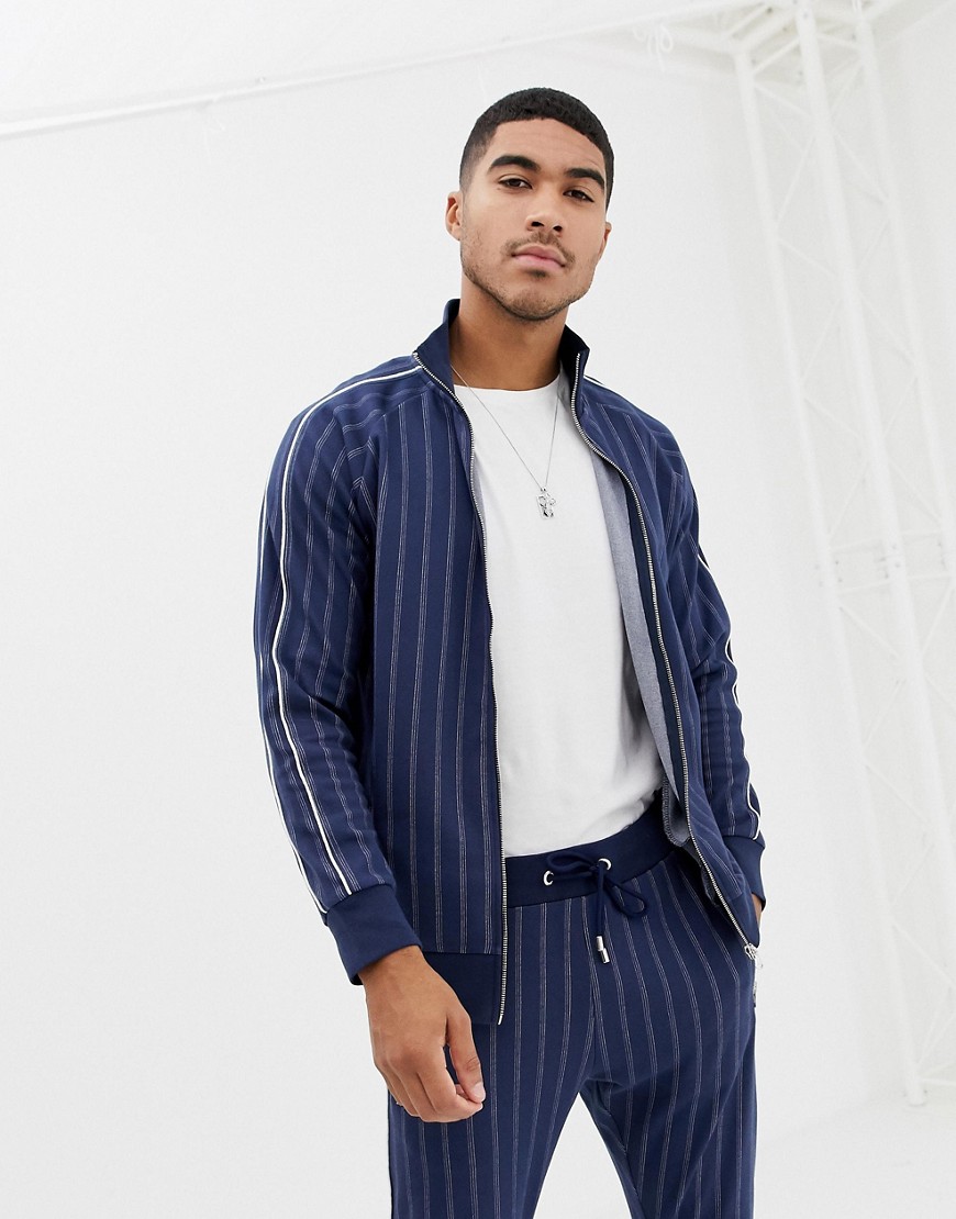 The Couture Club track top in pinstripe-Navy