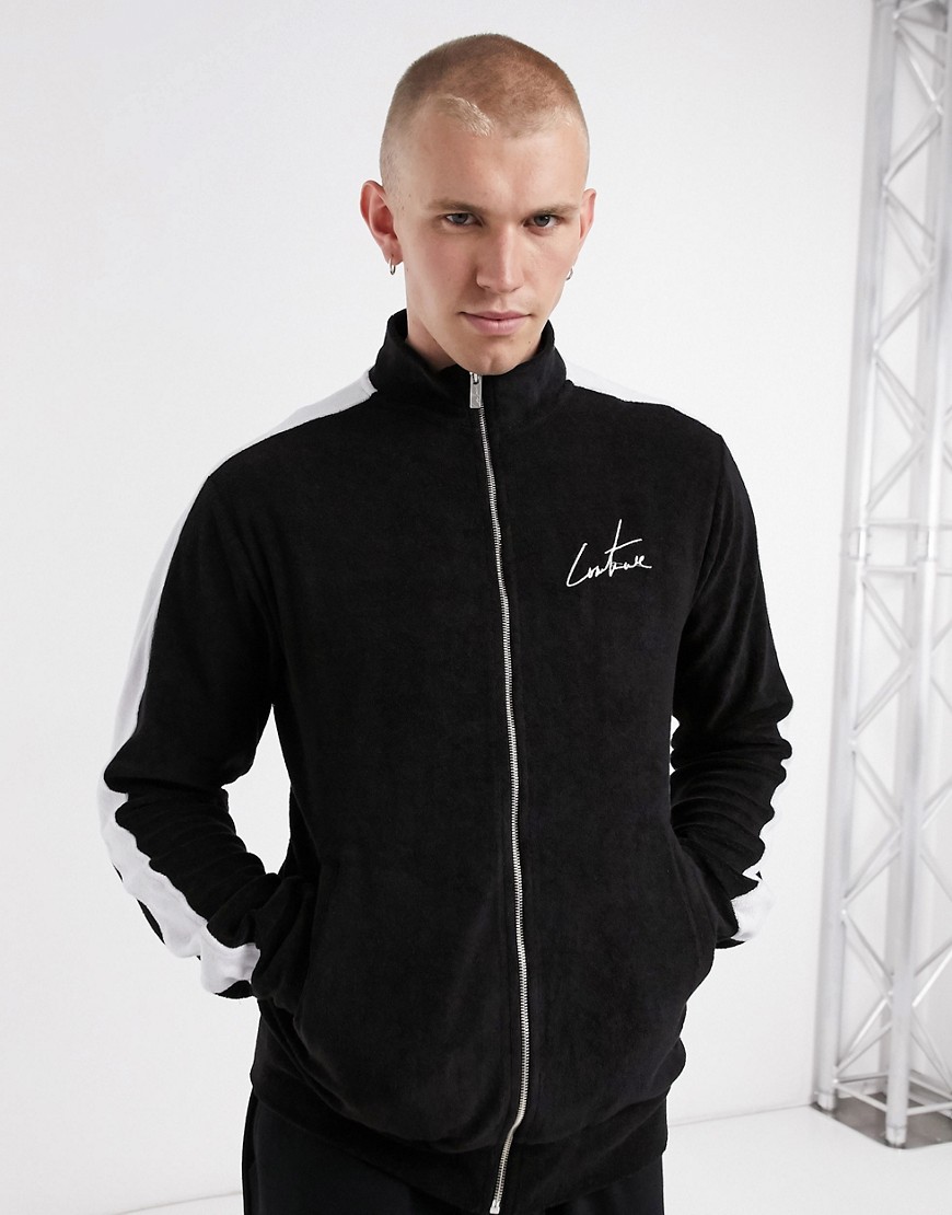 The Couture Club track top with contrast panel in black
