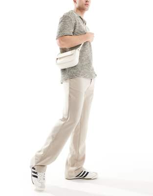 trousers with split hem in beige-Neutral