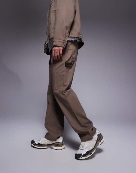The Couture Club twill double patch pants in washed brown - part of a set - view 1
