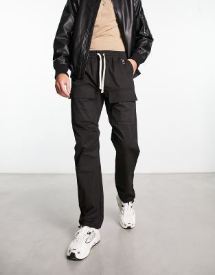 utility cargo pants in black