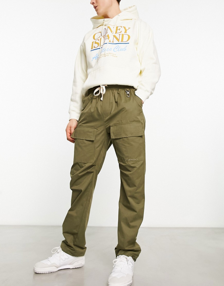 The Couture Club utility cargo trousers in khaki green