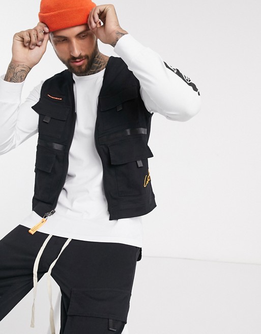 The Couture Club utility taped gilet in black
