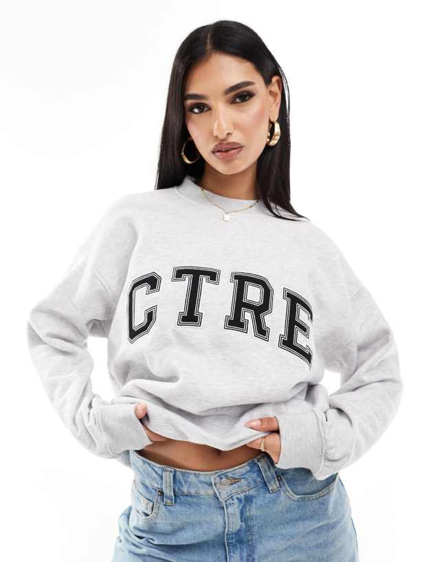 The Couture Club - varisty sweatshirt in grey marl